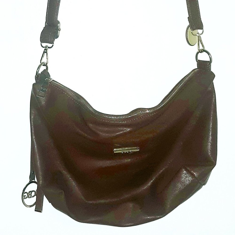 BCBG Brown Hobo Bag w Gold Hardware EUC